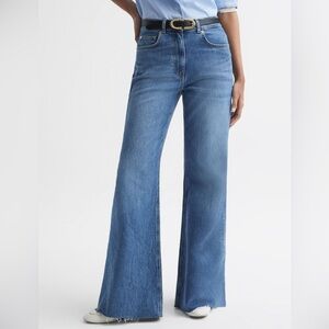 REISS CALLA MID RISE WIDE LEG JEANS